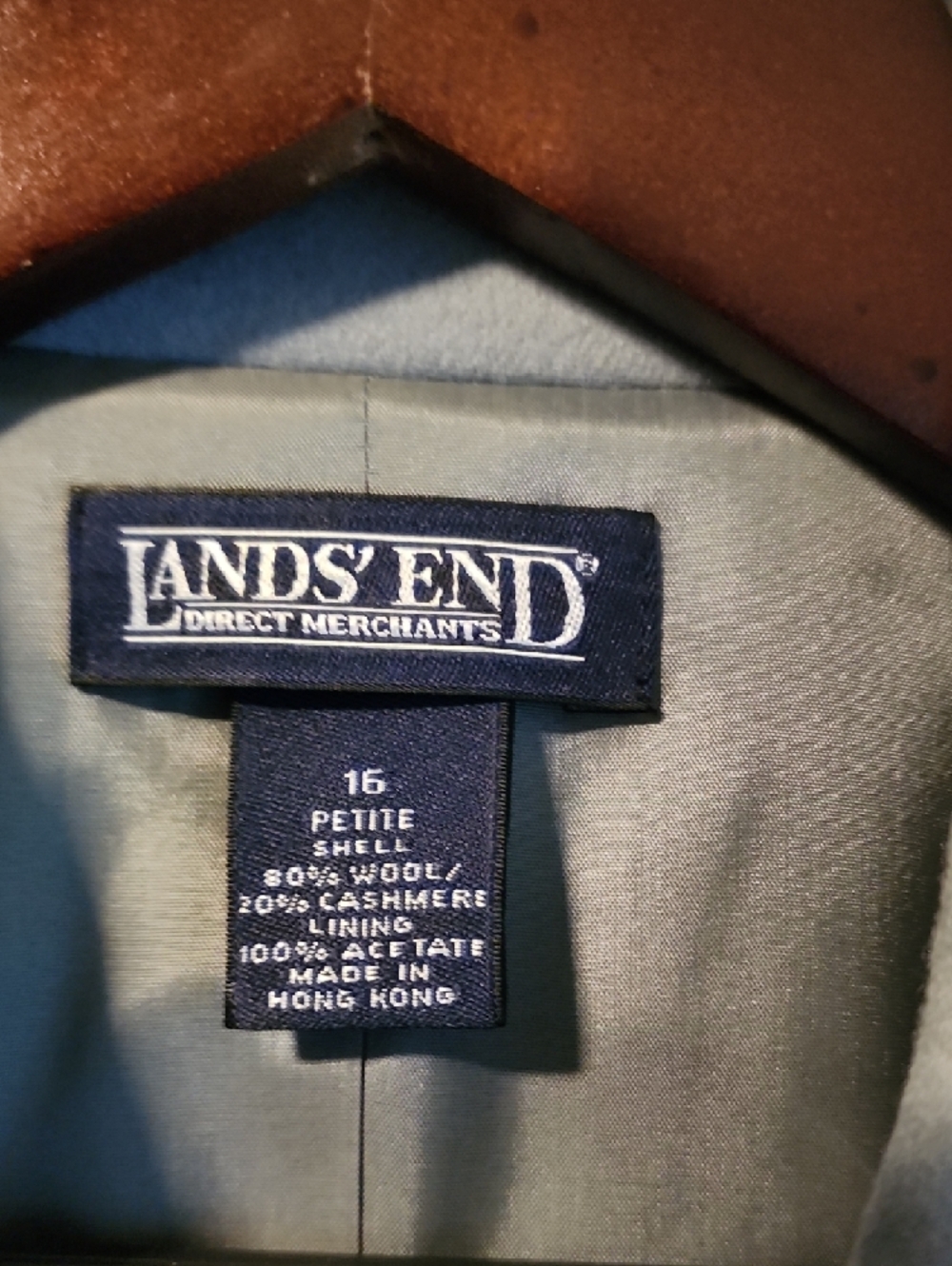 Lands' End Women's Blazer Jacket Light Blue Lined Wool Cashmere Petite 16 - Picture 3 of 4